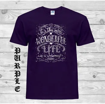 Pánská móda panske-levne-bavlnene-tricko-potisk-napis-bajecny-zivot Barva: Purple - purpurová, velikost: S