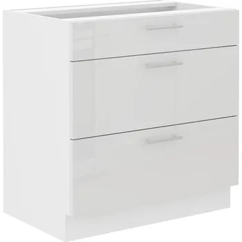 LARA wh | dolní skříňka 80D 3S se zásuvkami | 80 cm | zásuvky QUADRO | bílá lesk
