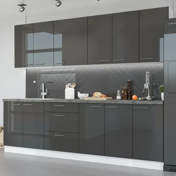 Kuchyňská linka Kuchyňská linka LARA gr | 260 cm | UNI provedení | VÝBĚR TYPU ZÁSUVEK | šedá lesk