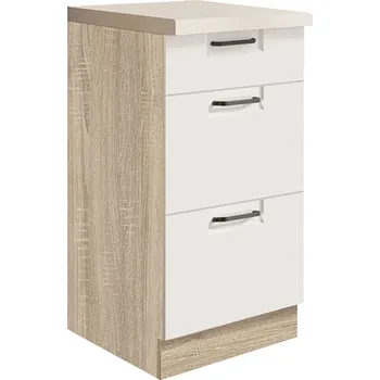 FAVORIT w | dolní skříňka FW-8D se zásuvkami | 40 cm | bílá lesk | VÝBĚR KORPUSU a KOVÁNÍ