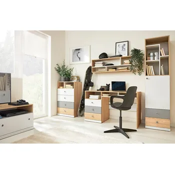 Dětský pokoj Dětský pokoj PIXEL | sestava CH | 5 dílů | dub/bílá lux/šedá