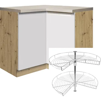 Kuchyňská skříňka GLAMOUR b | dolní skříňka GLA-16D rohová + otočná police | 90x90 cm | bílá mat