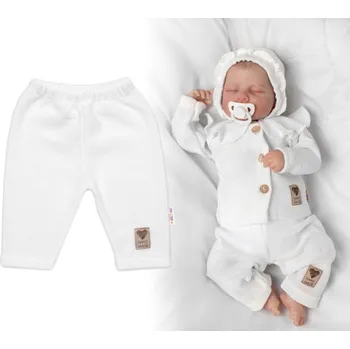 Baby Nellys Pletené kalhoty Hand Made Girl, Baby Nellys, bílé Velikost: 62 (2-3m)