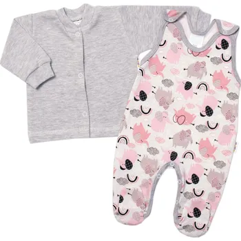 Kojenecký body Baby Nellys 2-dílná sada, bavlněné dupačky s košilkou Sloníci, šedá Velikost: 68 (3-6m)