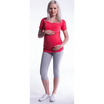 Těhotenské šaty Be MaaMaa Těhotenské barevné legíny 3/4 délky - šedá, vel. XXL; XXL (44)