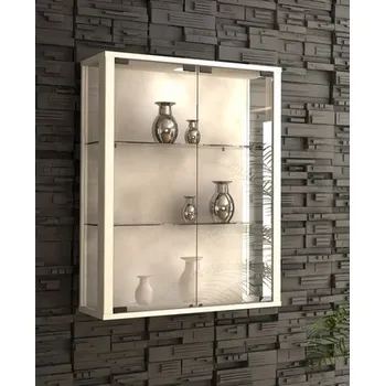 Komoda Vcm Nástěnná vitrína Udina s LED osvětlením, bílá