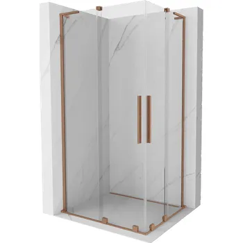 Mexen Velar L Duo posuvná sprchová kabina 90 x 80 cm, transparentní, kartáčovaná měď - 871-090-080-02-03-65 Sprchové kouty