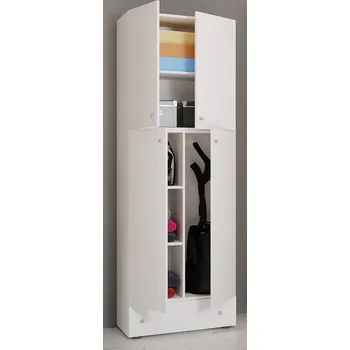 Ložnice Vcm Úklidová skříňka Lona XXL s otočnými dveřmi se zásuvkou, bílá