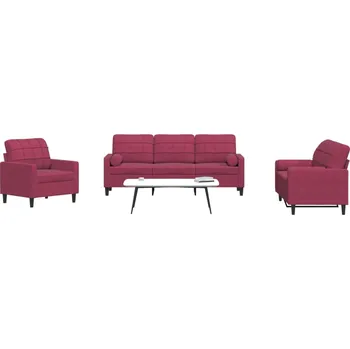 Pohovka zahrada-XL 3dílná sedací souprava s poduškami a podhlavníky vínová samet 3278375