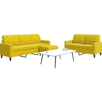 Pohovka zahrada-XL 3dílná sedací souprava s poduškami žlutá samet 3278407