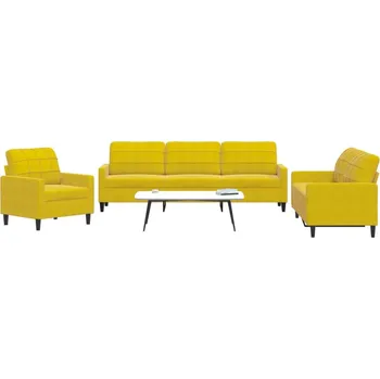 Pohovka zahrada-XL 3dílná sedací souprava s poduškami žlutá samet 3278437