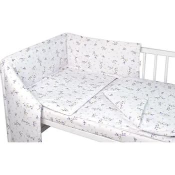 Povlečení Baby Nellys Mantinel s povlečením, 3dílná sada Levandule, Baby Nellys, bílá/fialová Velikost povlečení: 120x90, Rozměry polštáře: 40 x 60, Rozměry přikrývky: 120 x 90