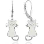 Svítící bílé stříbrné náušnice kočičky