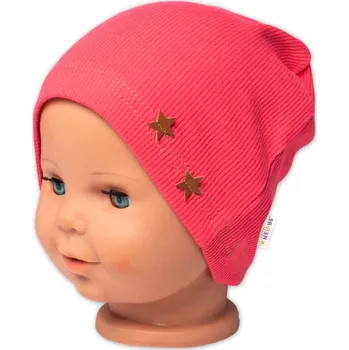 Kojenecký body Baby Nellys Žebrovaná čepice Hvězdičky - korálová Velikost: 80/86 (12-18m)