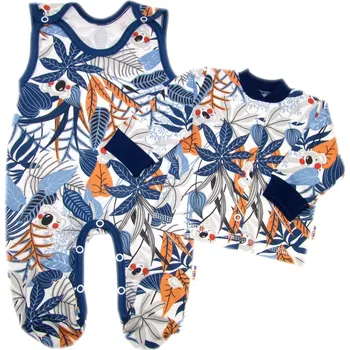 Kojenecká souprava Baby Nellys 2-dílná sada, bavlněné dupačky s košilkou Jungle Velikost: 56 (1-2m)