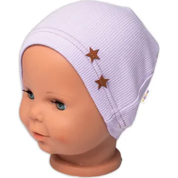 Kojenecký body Baby Nellys Žebrovaná čepice Hvězdičky - lila Velikost: 68/74 (6-9m)