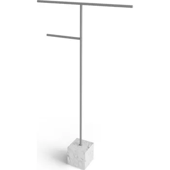 Sada koupelnových doplňků Věšák na ručníky Antonio Lupi Bivio 3 materiál: bílý nástřik, materiál podstavce: mramor Nero Marquinia