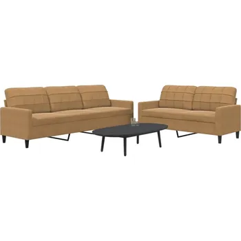 Pohovka zahrada-XL 2dílná sedací souprava s poduškami hnědá samet 3278478