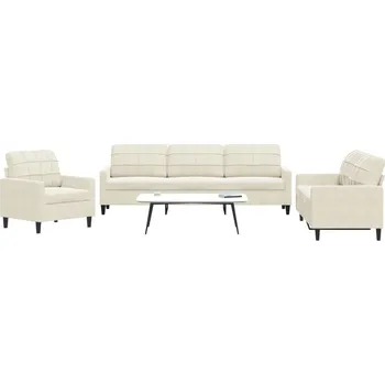 Pohovka zahrada-XL 3dílná sedací souprava s poduškami krémová samet 3278439