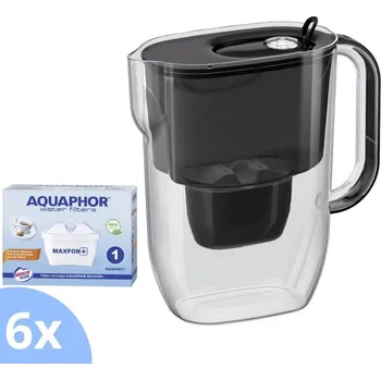 Filtrační konvice Aquaphor Fresh černá filtrační konvice + Aquaphor Maxfor+ filtru 6 ks