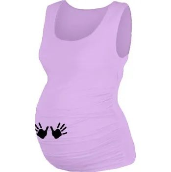 Těhotenská móda Be MaaMaa Top, tílko Dana s potiskem Ručiček - lila, vel. S/M Velikost oblečení: L/XL