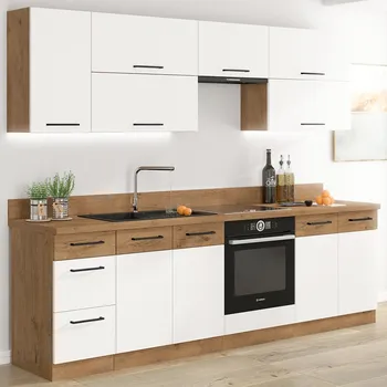 Kuchyňská linka Kuchyňská linka VIGO b | 260 cm | QUADRO | UNI dvířka | lancelot/bílá lesk