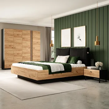 Ložnicová sestava Ložnice DECO | 4 díly | kraft zlatý/antracit