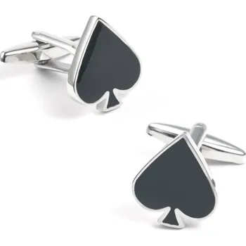 Manžetový knoflíček Manžetové knoflíčky barva karet piky, poker Černá