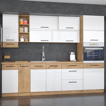 Kuchyňská linka Kuchyňská linka VIGO b | 270 cm | PREMIUM BOX | UNI dvířka | lancelot/bílá lesk