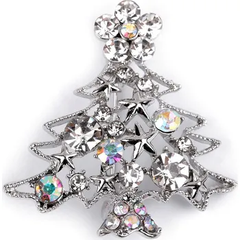 Náramek Brož s broušenými kamínky vánoční stromeček, malé, 1 platina AB