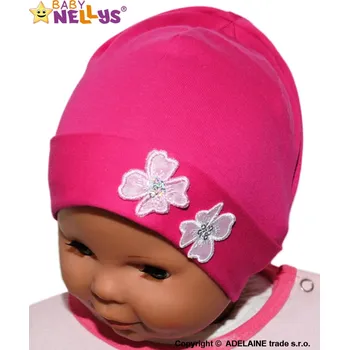 Kojenecký body Bavlněná čepička Kytičky Baby Nellys ® - sytě růžová Velikost koj oblečení: 56-68 (0-6 m)