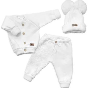 Kojenecká souprava Kazum Pletená rostoucí 3D sada, bavlna, Lovely One, bílá Velikost: 56/62 (0-3m)