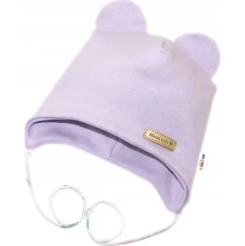 Kojenecké oblečení Baby Nellys Čepička na zavazování, bavlna, Little Teddy, Baby Nellys, liliová Velikost: 50/56 (0-2m)