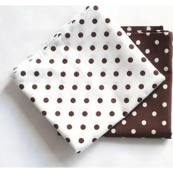 Šátek KNITVA Bavlněné šátky 65 x 65 cm hnědý puntík - sada 2 kusů