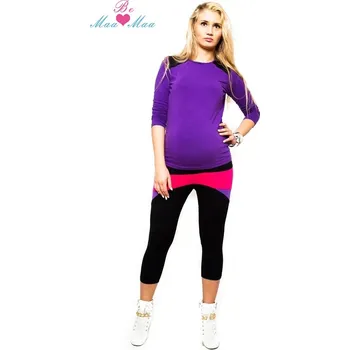 Těhotenské šaty Be MaaMaa Sportovní, elegantní 3/4 legíny RENA - vzor č. 2 Velikost oblečení: S/M