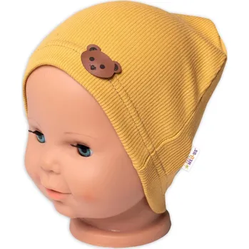 Kojenecký body Baby Nellys Žebrovaná čepice Medvídek - hořčicová Velikost: 68/74 (6-9m)