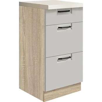 FAVORIT s | dolní skříňka FL-8D se zásuvkami | 40 cm | šedá lesk | VÝBĚR KORPUSU a KOVÁNÍ