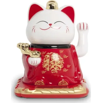 Made in Japan Kočka štěstí mávající solární se znakem Lok 10,5 cm