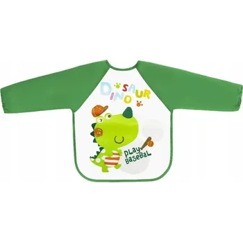 Bryndák Bocioland Zástěrka, bryndák nepromakavý s dlouhým rukávem, Dino, zelená