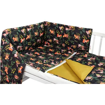 Povlečení Baby Nellys 3-dílná sada Mantinel s povlečením, Baby Friends, černá/zelená Velikost povlečení: 120x90, Rozměry polštáře: 40 x 60, Rozměry přikrývky: 120 x 90