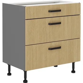 SCANDI sc | dolní skříňka 80 D 3S se zásuvkami PREMIUM BOX | 80 cm | šedá/rybí kost