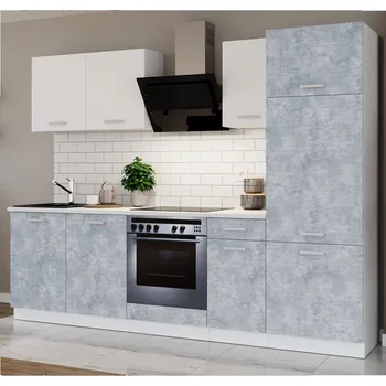 Kuchyňská linka Kuchyňská linka TONI | 260 cm | S PRACOVNÍ DESKOU | bílá/bellato šedá