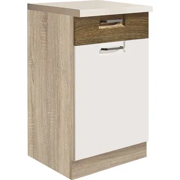 FAVORIT r | dolní skříňka FR-3D se zásuvkou a policí | 45 cm | ribbeck/bílá lesk | VÝBĚR KORPUSU a KOVÁNÍ