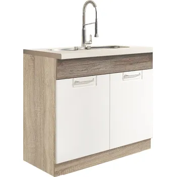 ECONO wh | dolní skříňka ECO-13D dřezová | 90 cm | san remo/bílá lesk | VÝBĚR KORPUSU