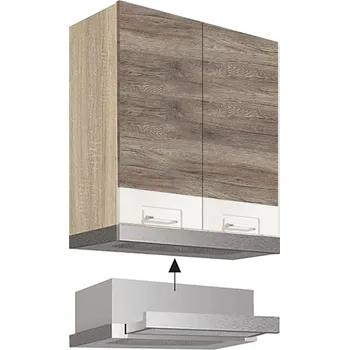 Kuchyňská skříňka ECONO wh | horní skříňka ECO-37G pro vestavnou digestoř | 60 cm | san remo/bílá lesk | VÝBĚR KORPUSU