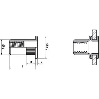 Matice Nýtovací matice s plochou hlavou M5, Al 12mm varianta Balení 250 ks