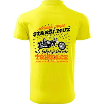 Pánská košile Možná jsem starší muž - tříkolka - Polokošile pánská Pique Polo 203 - 4XL ( Citrónová )