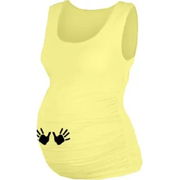 Těhotenské šaty Be MaaMaa Top, tílko Dana s potiskem Ručiček - žluté, vel. S/M Velikost oblečení: S/M