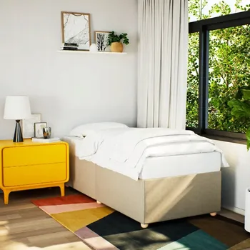 Postel Čalouněná jednolůžková postel VidaXL 90x200 cm, béžové odstíny