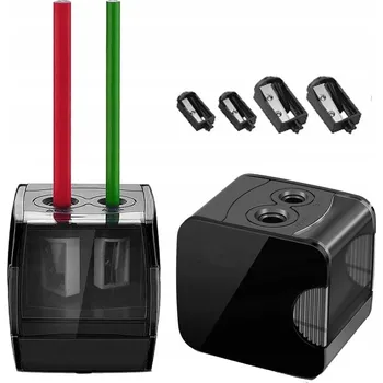 Ořezávátko ELEKTRICKÉ OŘEZÁVÁTKO NA TUŽKY SE DVĚMA OTVORY 6-8 MM / 9-12 MM NA BATERIE + 4 NÁHRADNÍ NOŽE